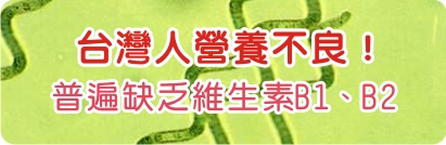 台灣人營養不良?！  普遍缺乏維生素B1、B2